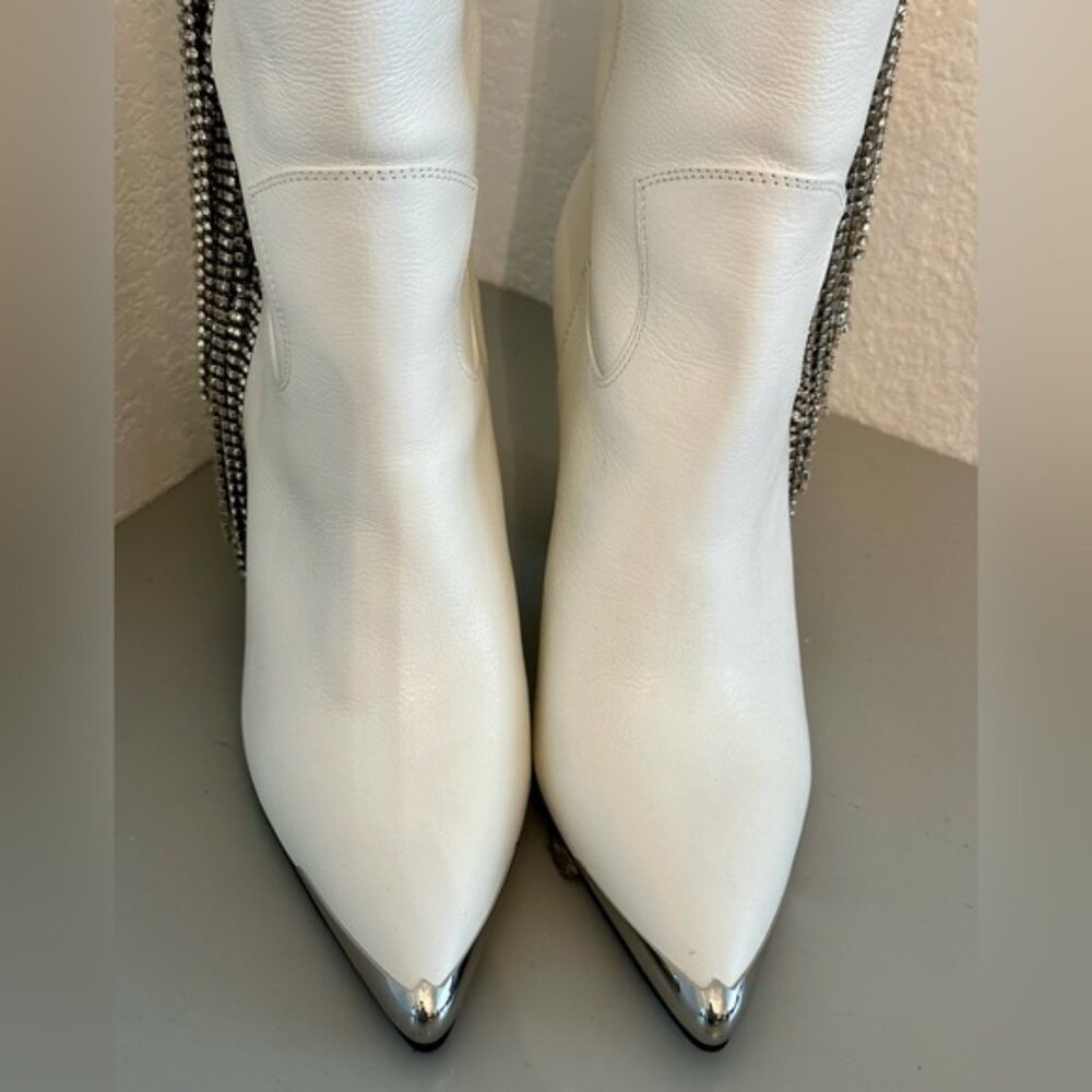 Daniel X Diamond Stagecoach White Cowboy Boots w/ Rhinestone